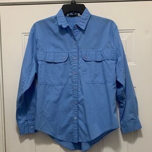 3/$15 Pyramid Women's Blue Button-Up Camp Shirt Size Medium